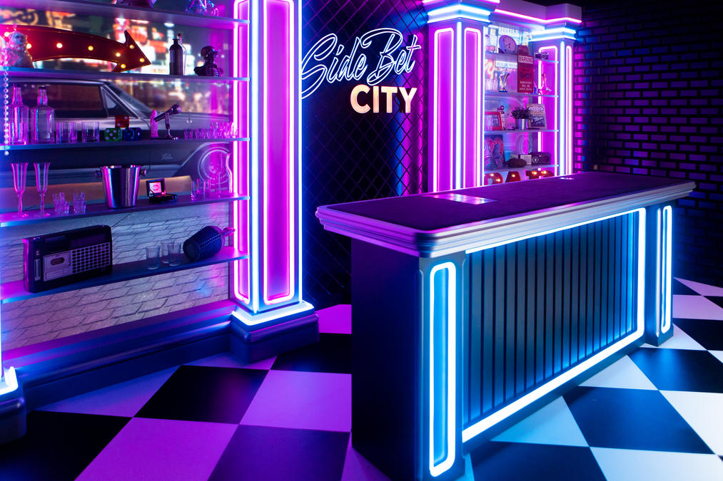 The Neon interior from Side Bet City is attractive to players who are looking for a retro vibe when playing at their favorite casino.